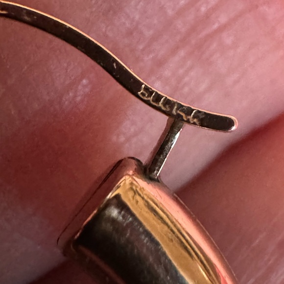 14k Israel Yellow Gold Unique Hoop Earrings With Diamond - Picture 7 of 14